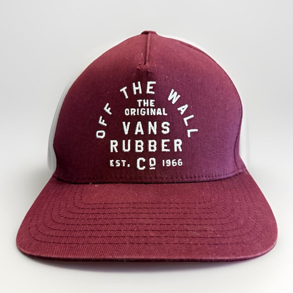 Vans Off The Wall Mens Maroon The Original Vans Rubber FlexFit Fitted Hat S/M